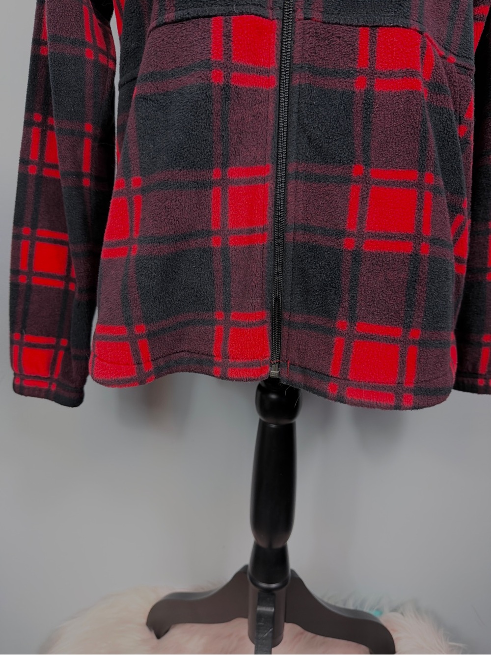 Columbia red/black buffalo plaid full zip sherpa jacket size medium - Picture 4 of 11